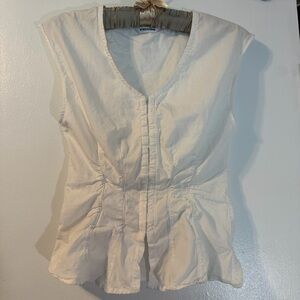 Vigoss White Sleeveless Button Down Top Snap Front Fitted Blouse Women’s Medium
